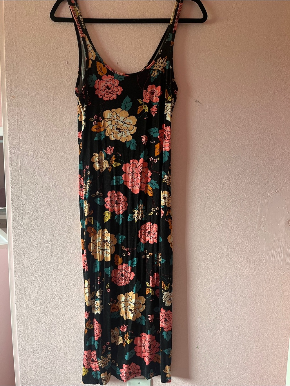 Billabong Floral Midi Tank Dress with Pink & Yellow Blooms